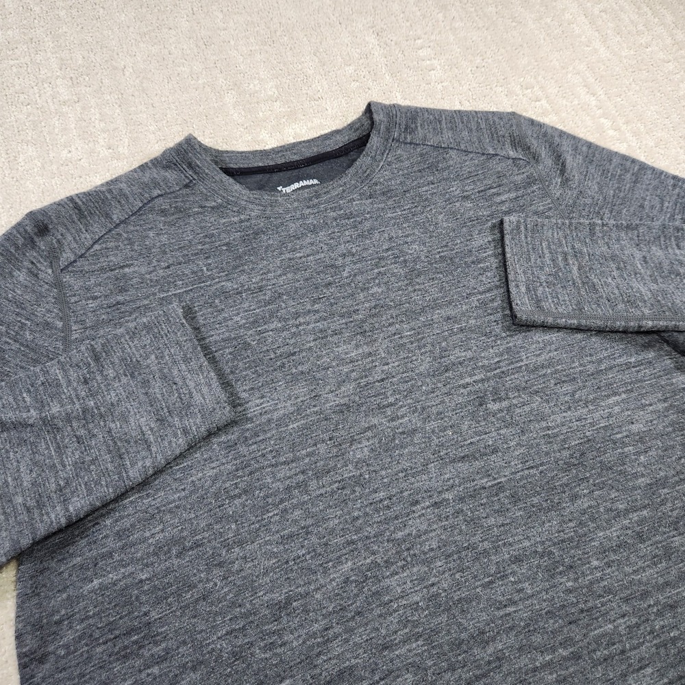 Merino Wool Shirt Men Large Terramar Woolskins Gray Long Sleeve‎ Wool Blend Crew